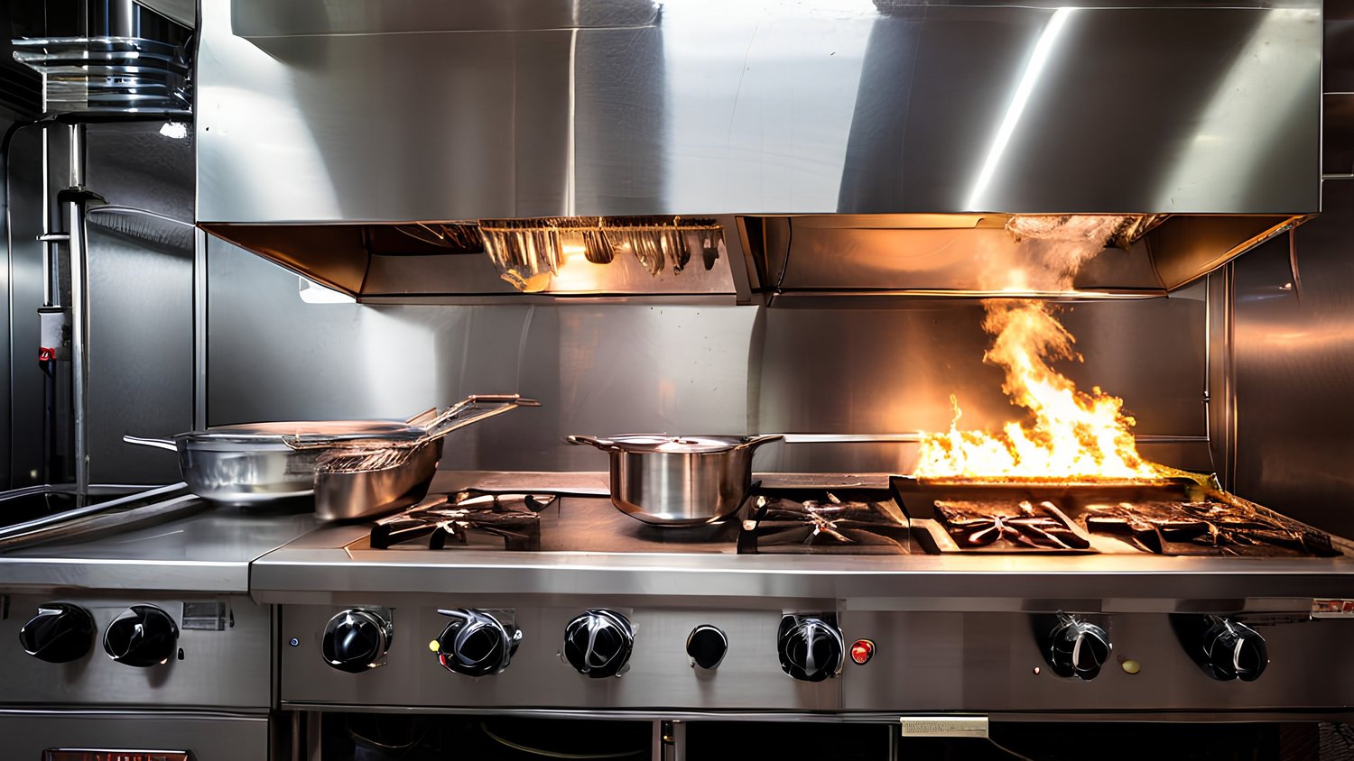 Professionele keuken met dampkap
